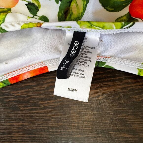 BCBG Paris Peach Print Off-Shoulder Bikini sz M - Picture 7 of 9